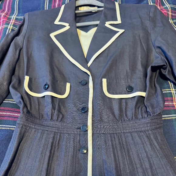 Valentino Dresses & Skirts - Vintage Valentino "Miss V" Navy and White Collared Dress- Vintage Size 12